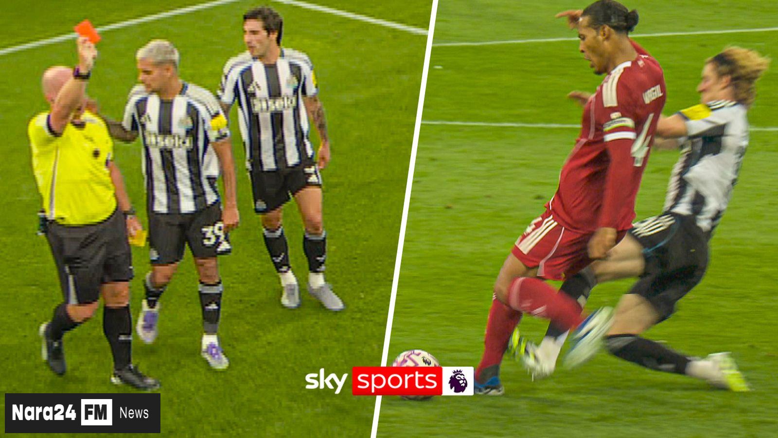  Newcastle vs Liverpool: Anthony Gordon Red Carded for Aggressive Tackle on Van Dijk  